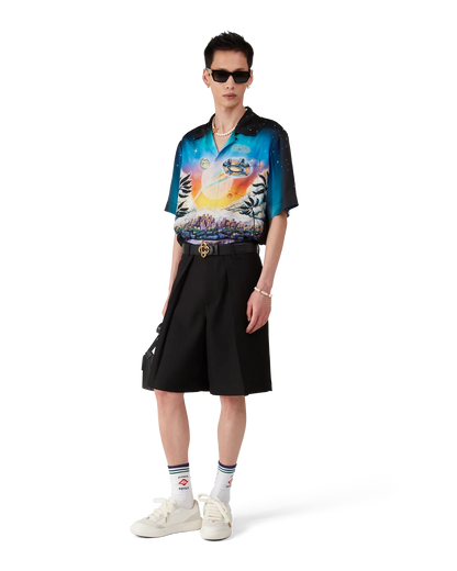 Shorts Plissés Ajustés en Laine