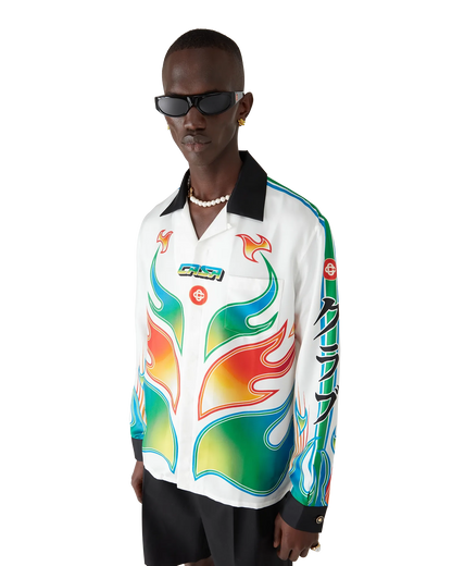 Flame Laurel  Long Sleeve Silk Twill Shirt