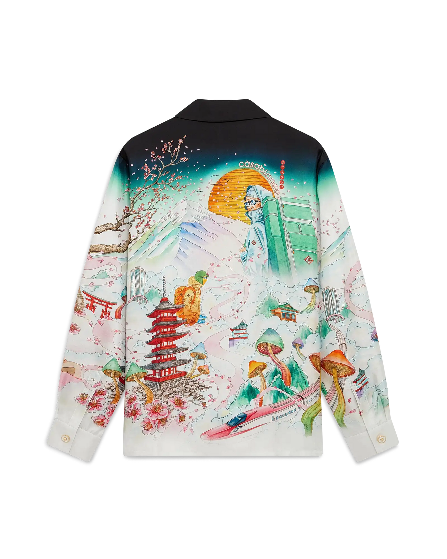Chemise en twill de soie à manches longues motif floral