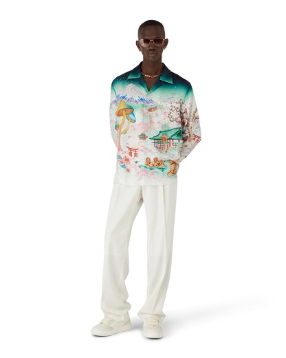 Chemise en twill de soie à manches longues motif floral
