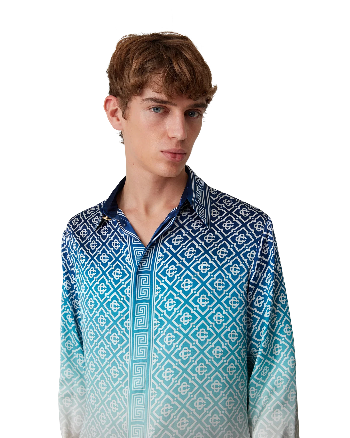 Chemise en soie à manches longues jacquard dégradé