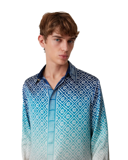 Chemise en soie à manches longues jacquard dégradé