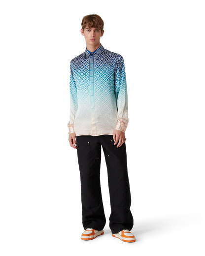 Chemise en soie à manches longues jacquard dégradé