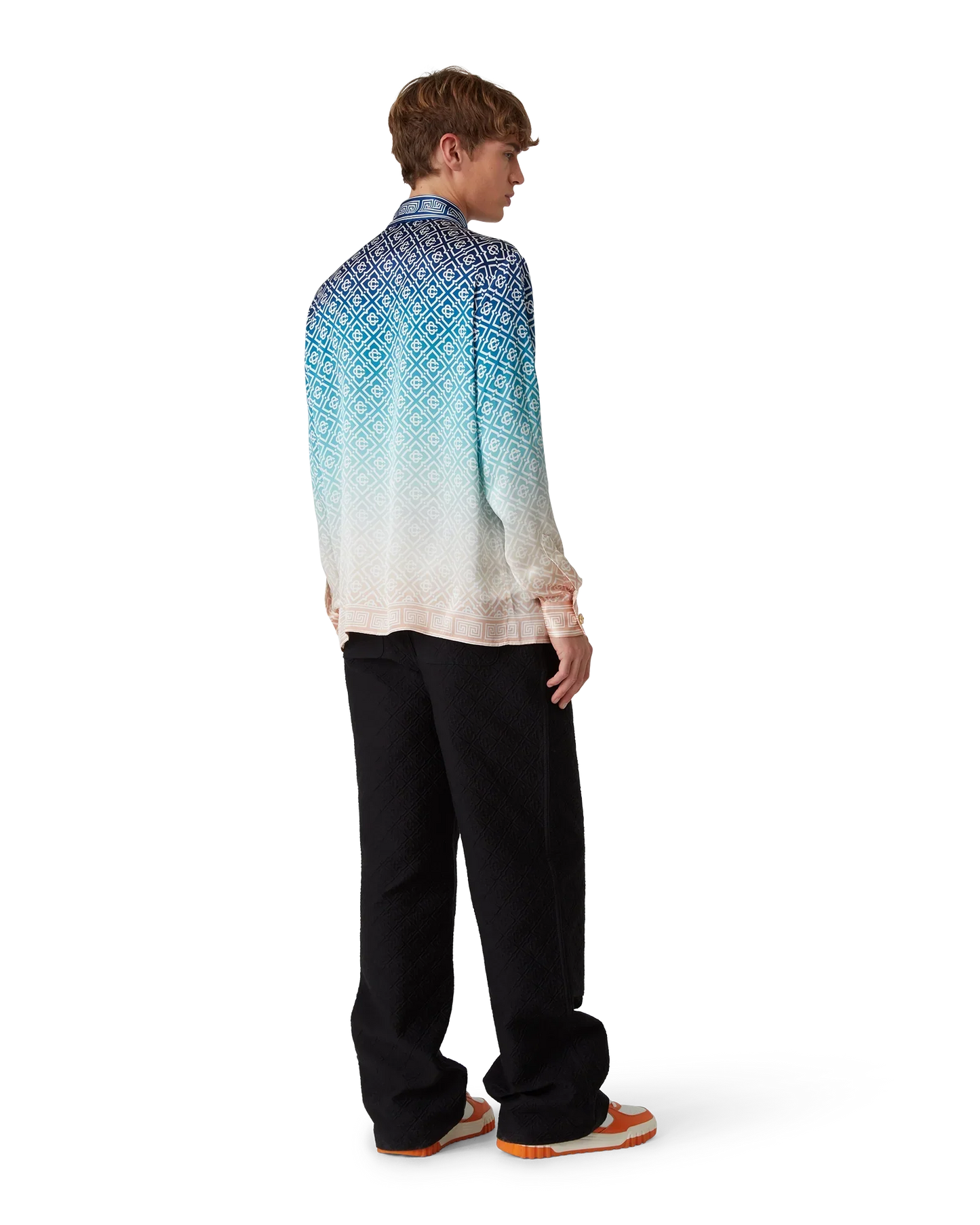 Chemise en soie à manches longues jacquard dégradé