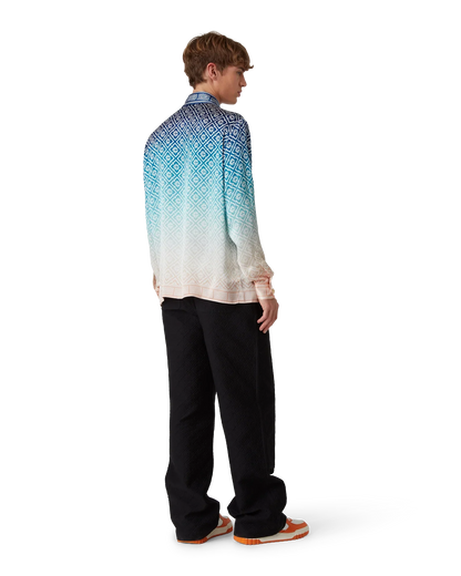 Chemise en soie à manches longues jacquard dégradé
