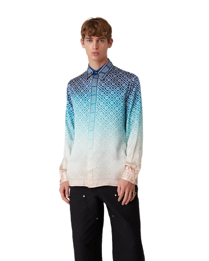 Chemise en soie à manches longues jacquard dégradé