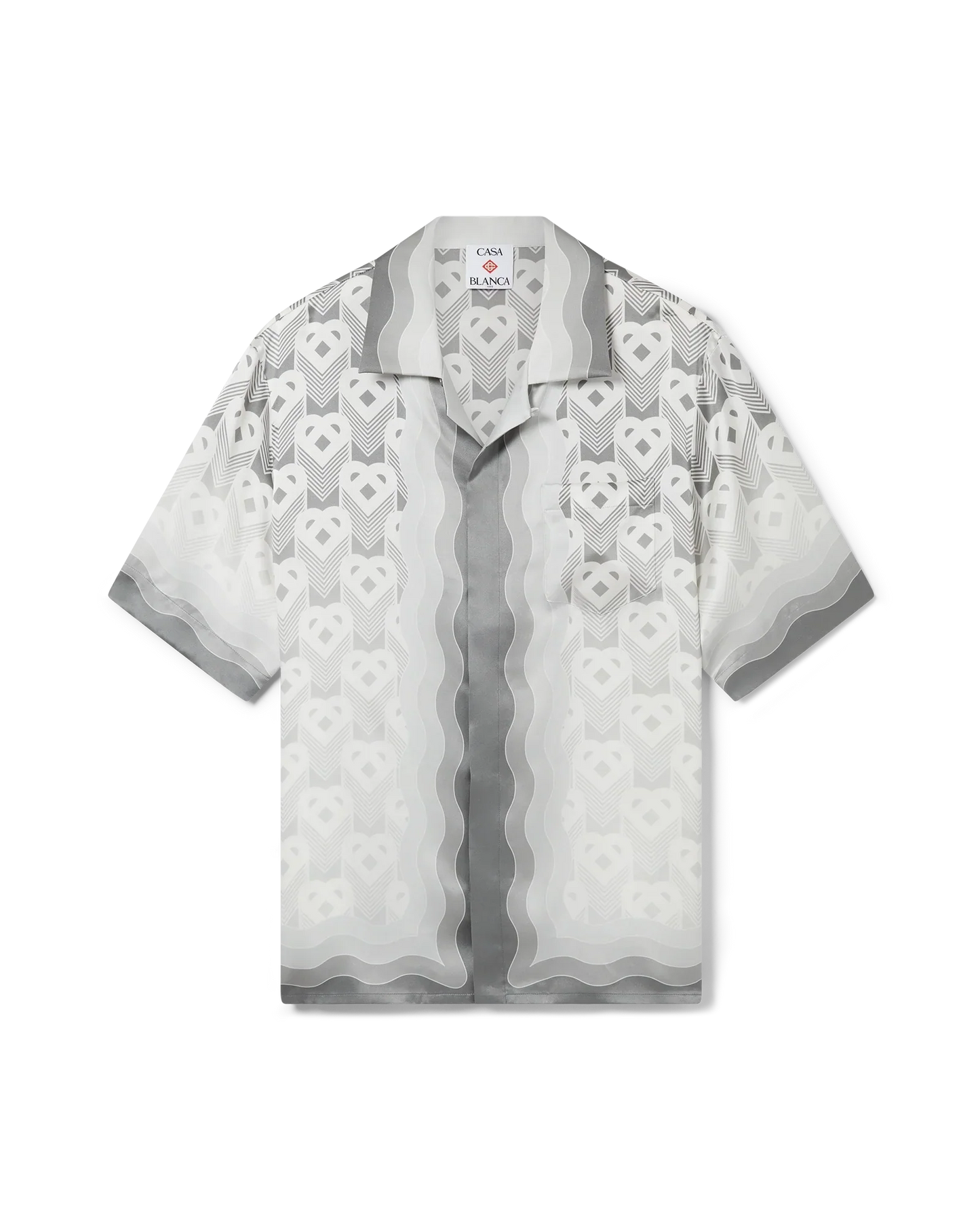 Chemise en soie à manches courtes et monogramme cœur dégradé