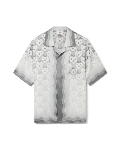 Chemise en soie à manches courtes et monogramme cœur dégradé