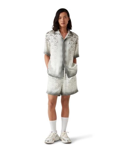 Chemise en soie à manches courtes et monogramme cœur dégradé