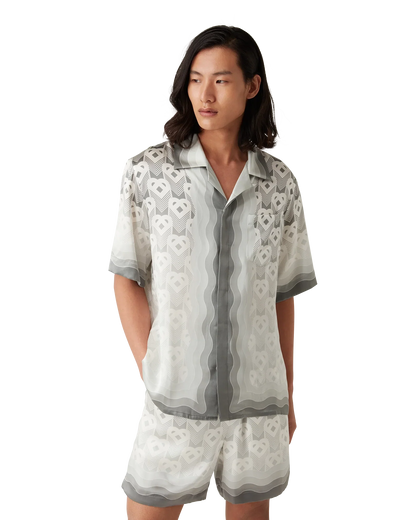 Chemise en soie à manches courtes et monogramme cœur dégradé