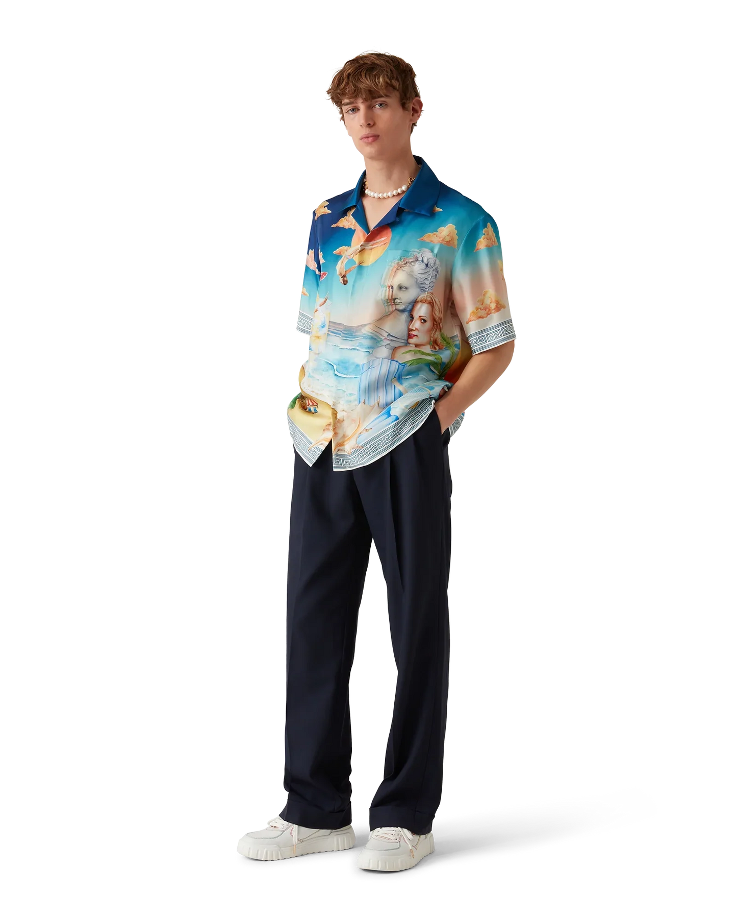 Chemise en soie à manches courtes Le Plongeon