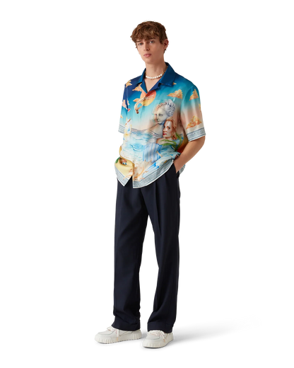 Chemise en soie à manches courtes Le Plongeon
