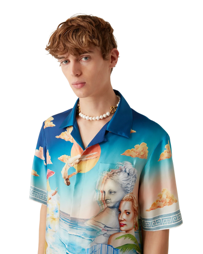 Chemise en soie à manches courtes Le Plongeon