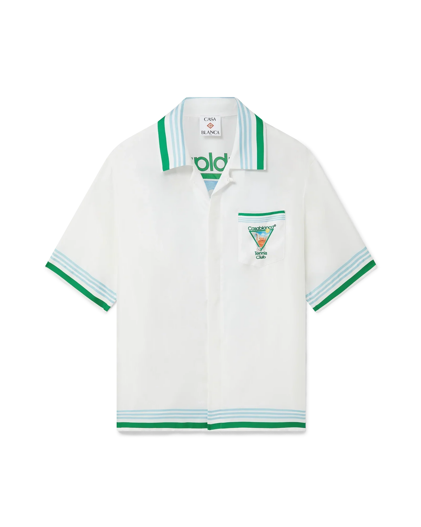 Chemise en soie à manches courtes motif tennis métaphysique