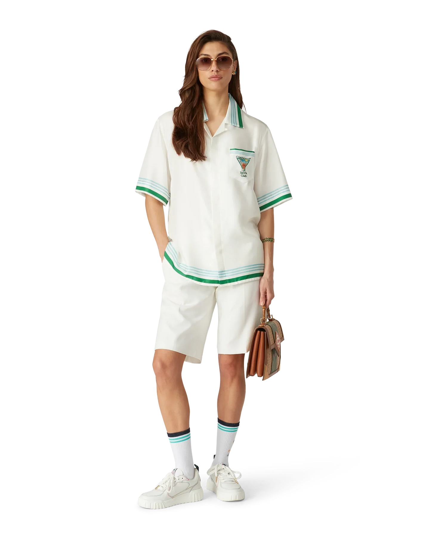 Chemise en soie à manches courtes motif tennis métaphysique