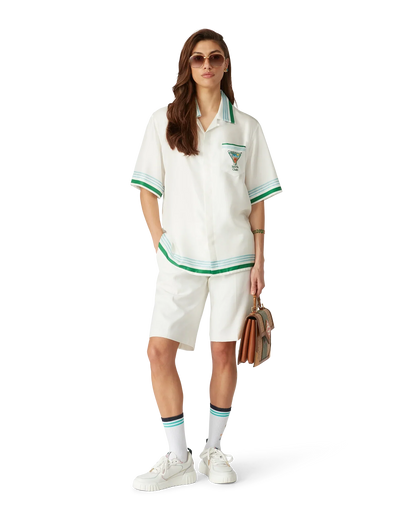 Chemise en soie à manches courtes motif tennis métaphysique