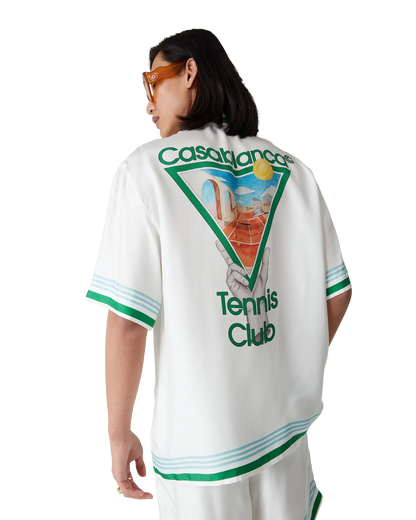 Chemise en soie à manches courtes motif tennis métaphysique