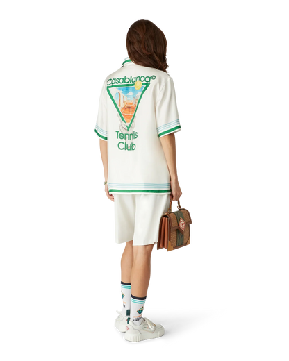 Chemise en soie à manches courtes motif tennis métaphysique