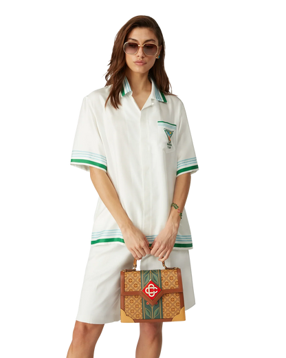 Chemise en soie à manches courtes motif tennis métaphysique