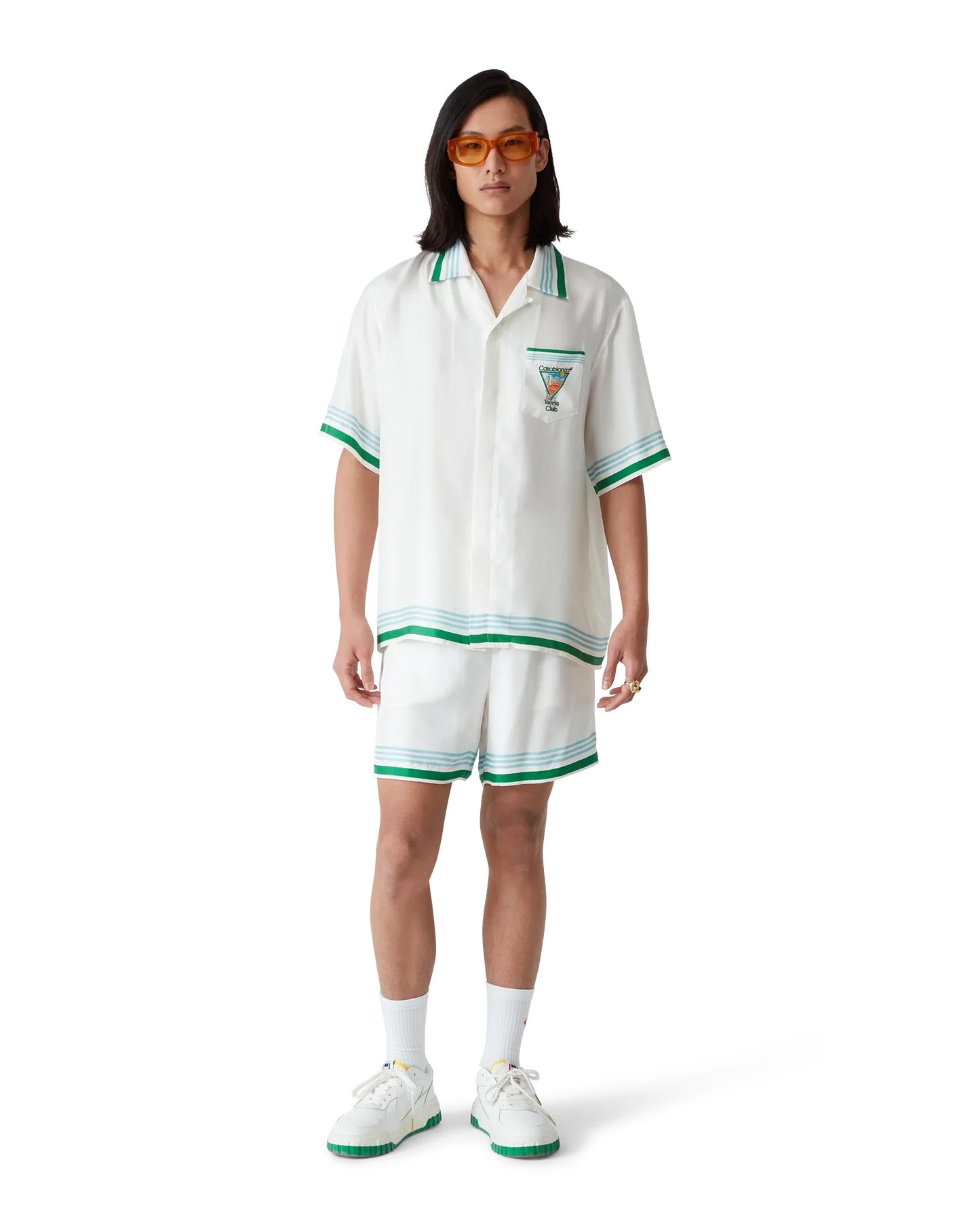Chemise en soie à manches courtes motif tennis métaphysique