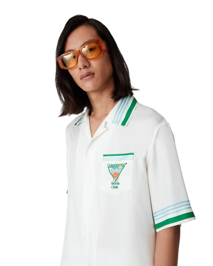 Chemise en soie à manches courtes motif tennis métaphysique