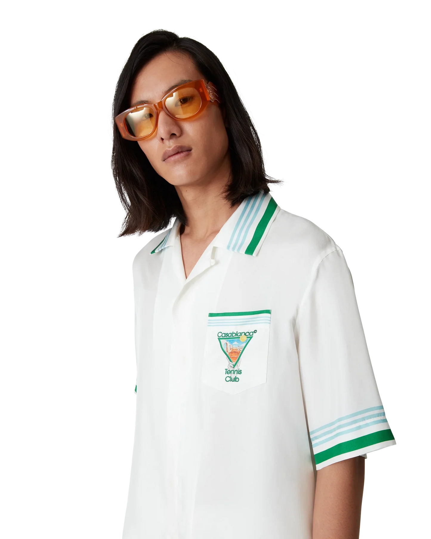 Chemise en soie à manches courtes motif tennis métaphysique