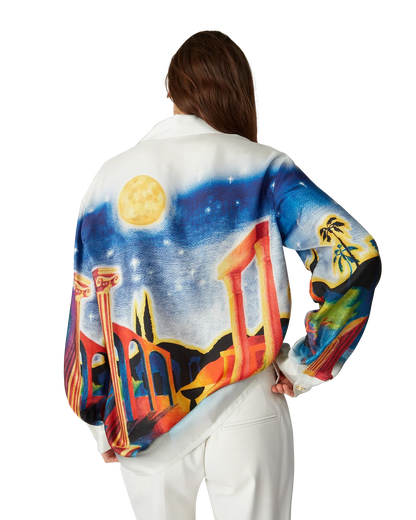 Chemise en soie à manches longues Acropole de minuit