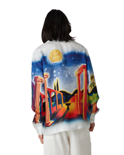 Midnight Acropolis Silk Long Sleeve Shirt