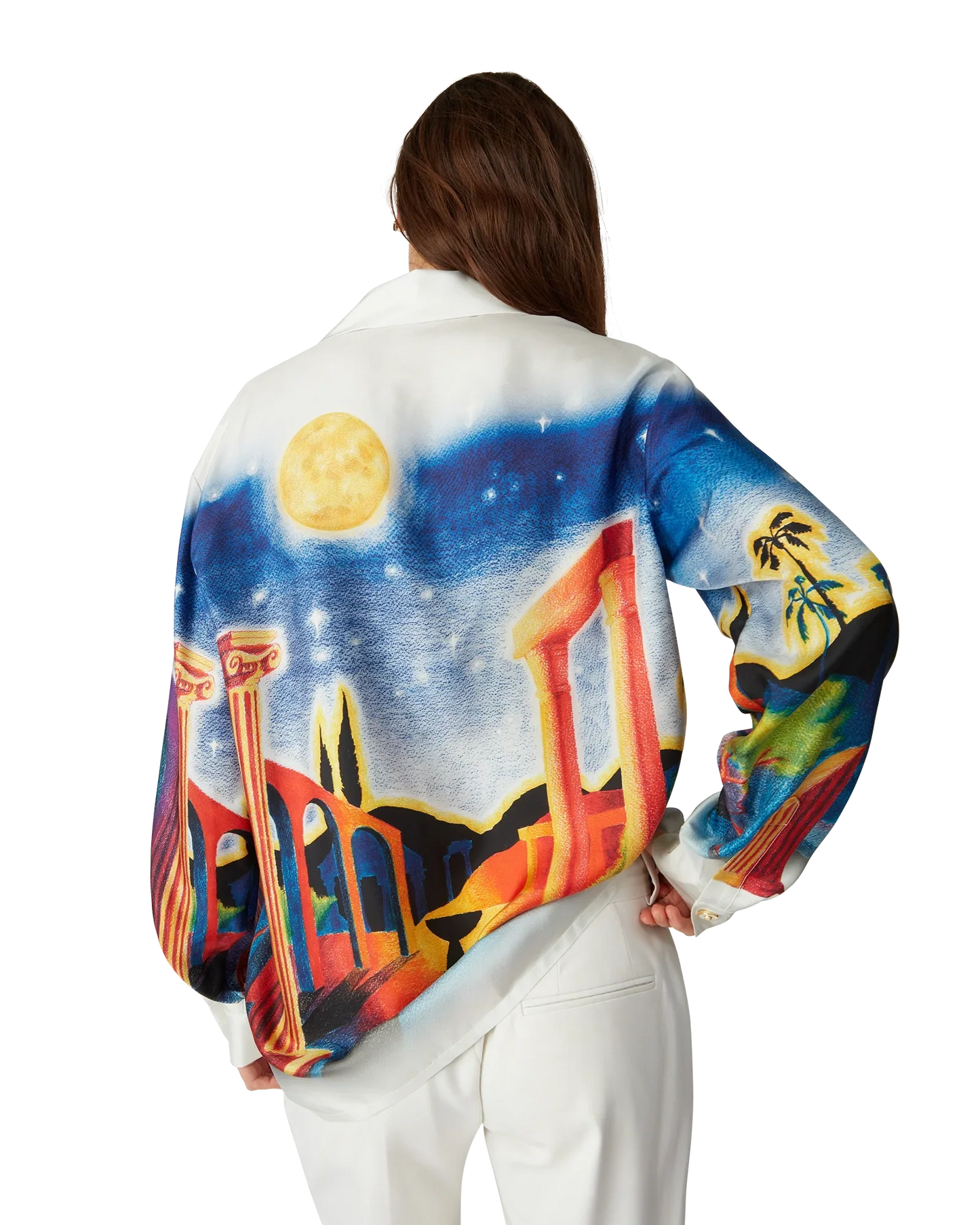 Midnight Acropolis Silk Long Sleeve Shirt