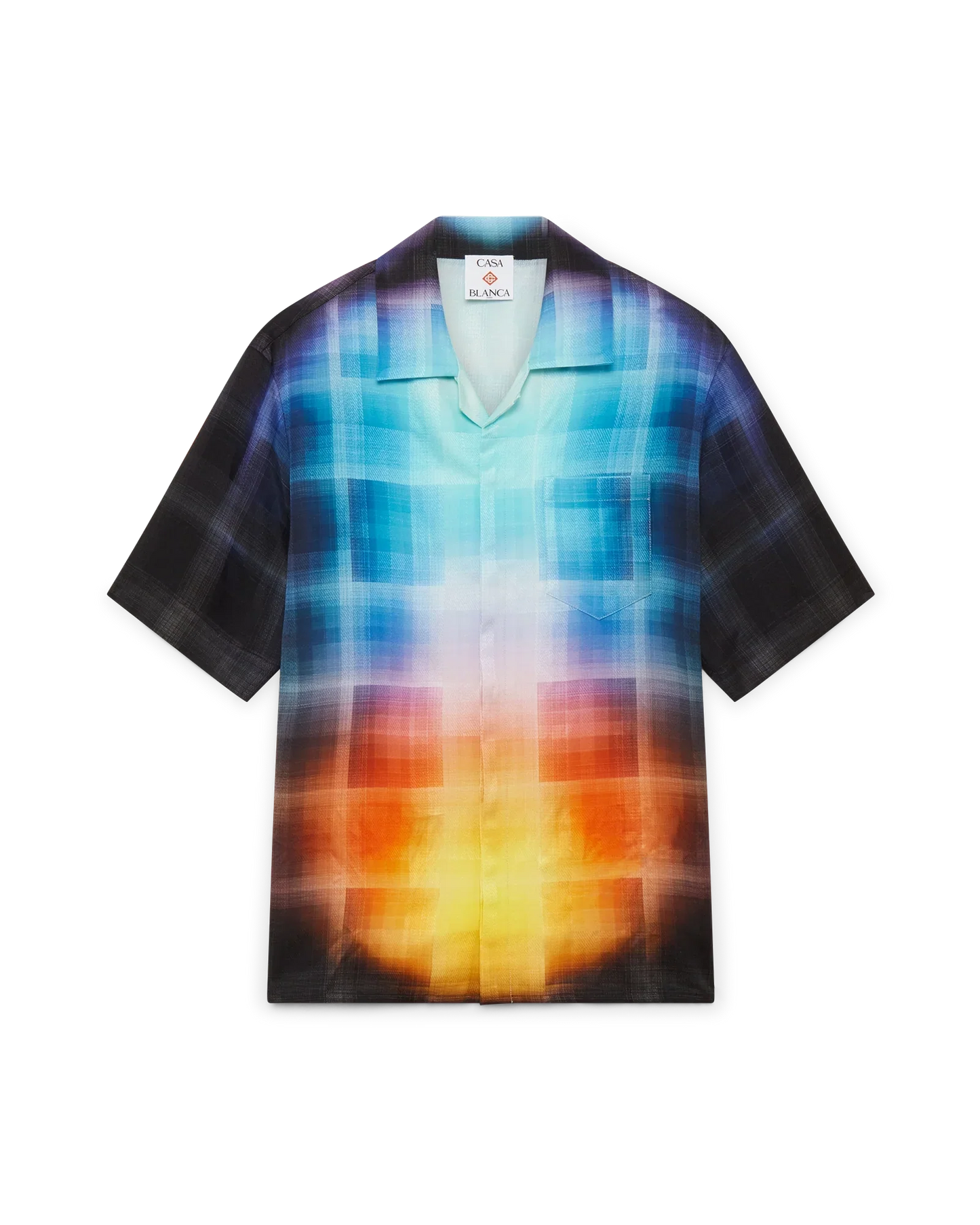 Chemise à Manches Courtes en Mélange de Viscose à Motif Dégradé