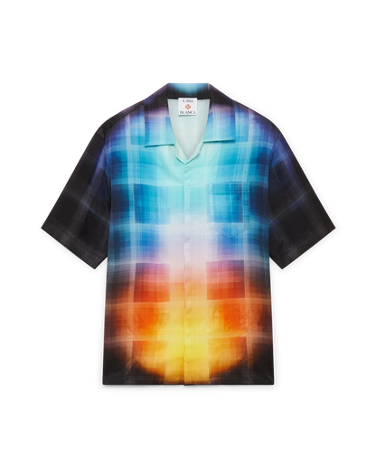 Chemise à Manches Courtes en Mélange de Viscose à Motif Dégradé