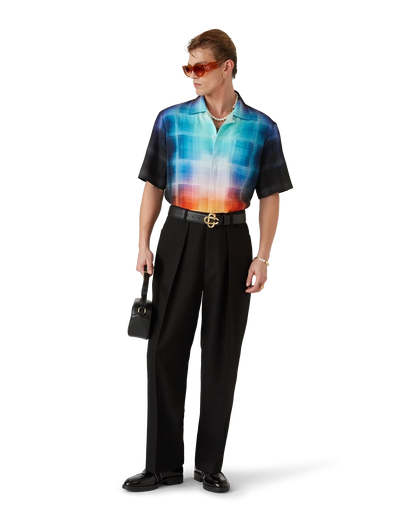 Chemise à Manches Courtes en Mélange de Viscose à Motif Dégradé