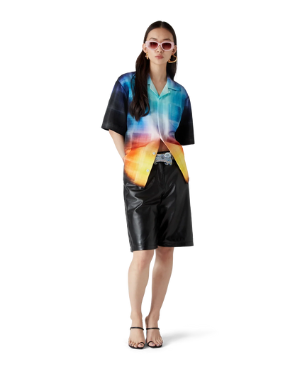 Chemise à Manches Courtes en Mélange de Viscose à Motif Dégradé