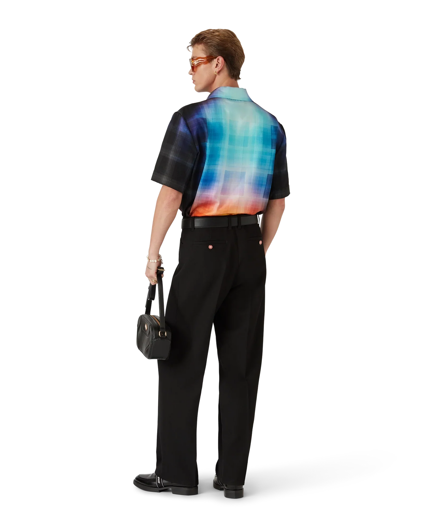 Chemise à Manches Courtes en Mélange de Viscose à Motif Dégradé