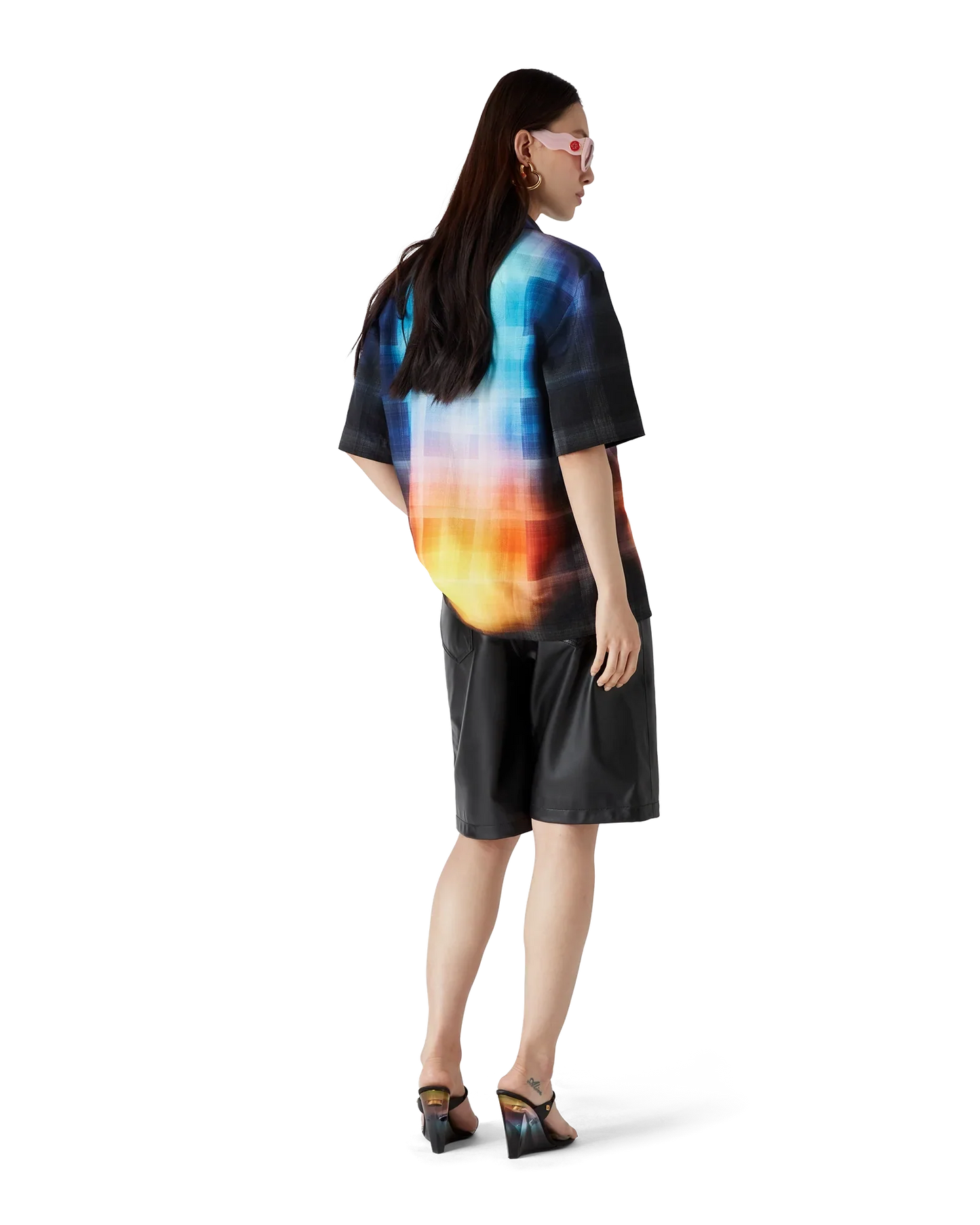 Chemise à Manches Courtes en Mélange de Viscose à Motif Dégradé