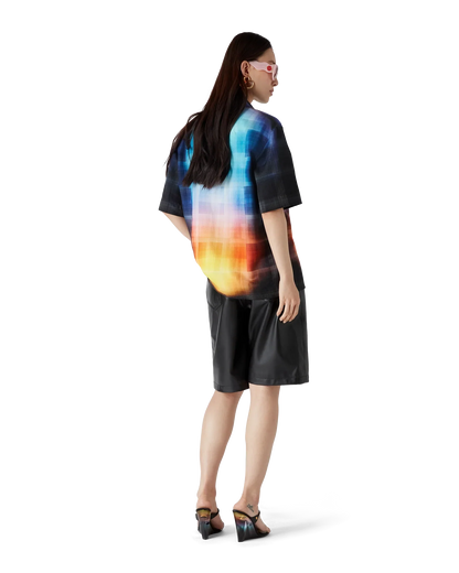 Chemise à Manches Courtes en Mélange de Viscose à Motif Dégradé