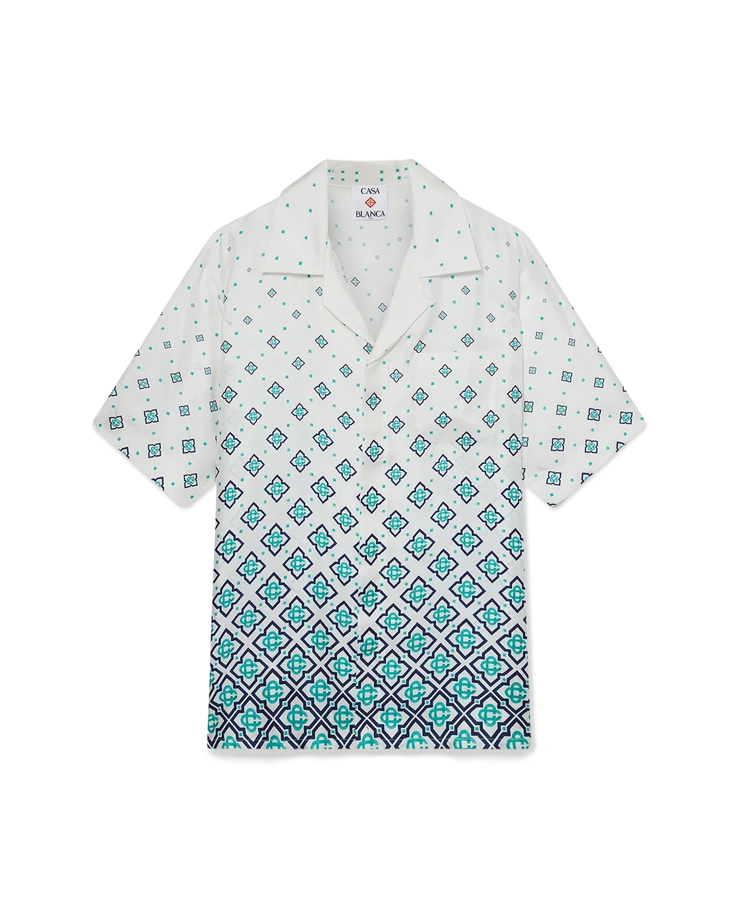 Chemise en soie à manches courtes et monogramme dégradé