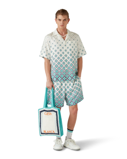 Chemise en soie à manches courtes et monogramme dégradé