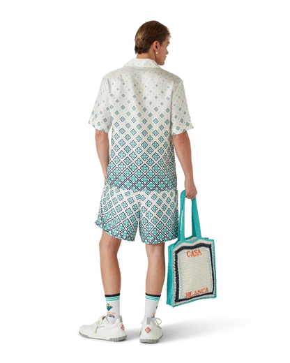 Chemise en soie à manches courtes et monogramme dégradé