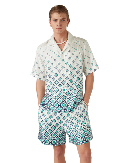 Chemise en soie à manches courtes et monogramme dégradé