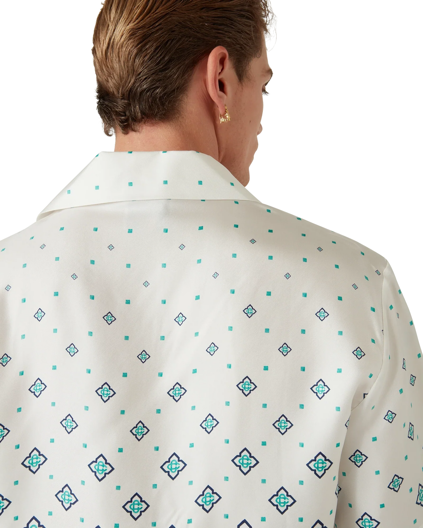 Chemise en soie à manches courtes et monogramme dégradé