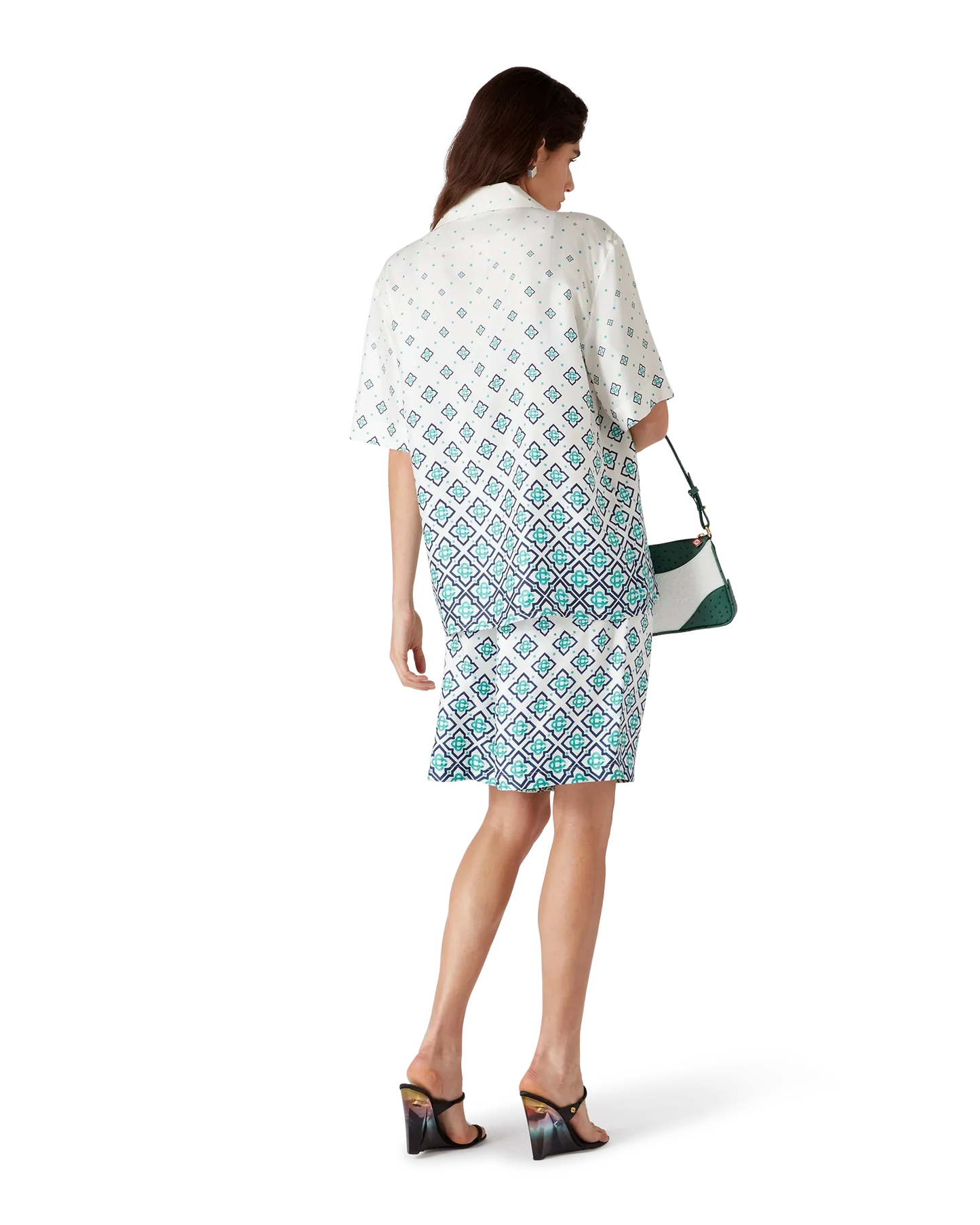 Chemise en soie à manches courtes et monogramme dégradé