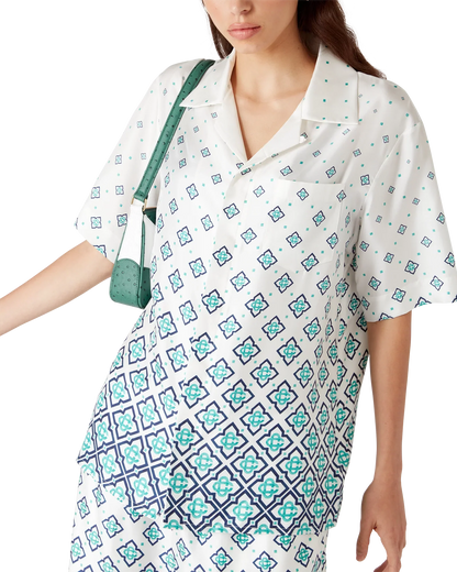 Chemise en soie à manches courtes et monogramme dégradé