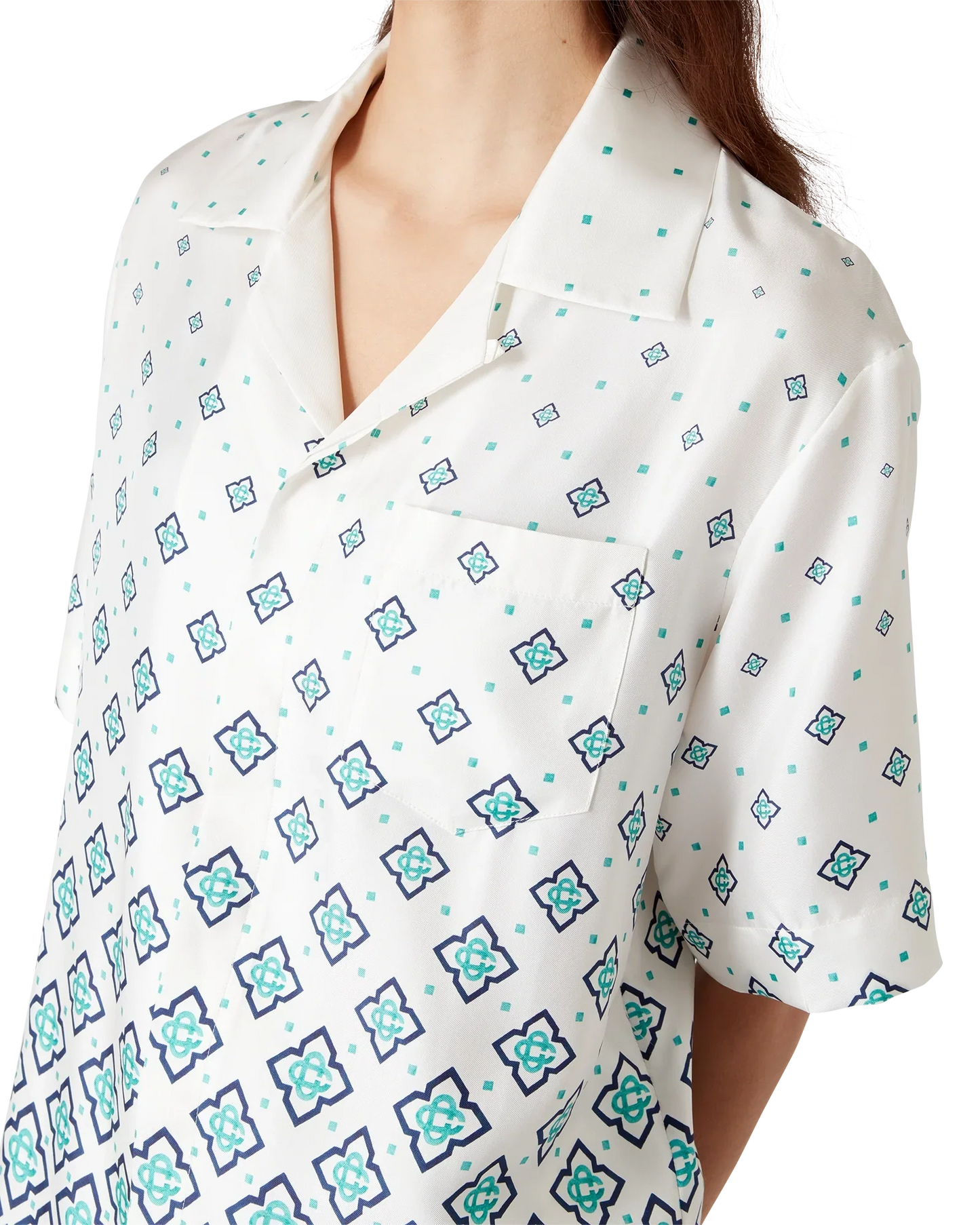 Chemise en soie à manches courtes et monogramme dégradé