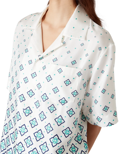 Chemise en soie à manches courtes et monogramme dégradé