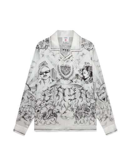 Chemise en soie à manches longues tatouage