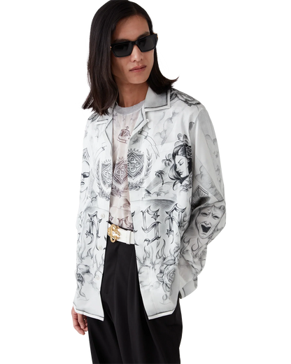 Chemise en soie à manches longues tatouage