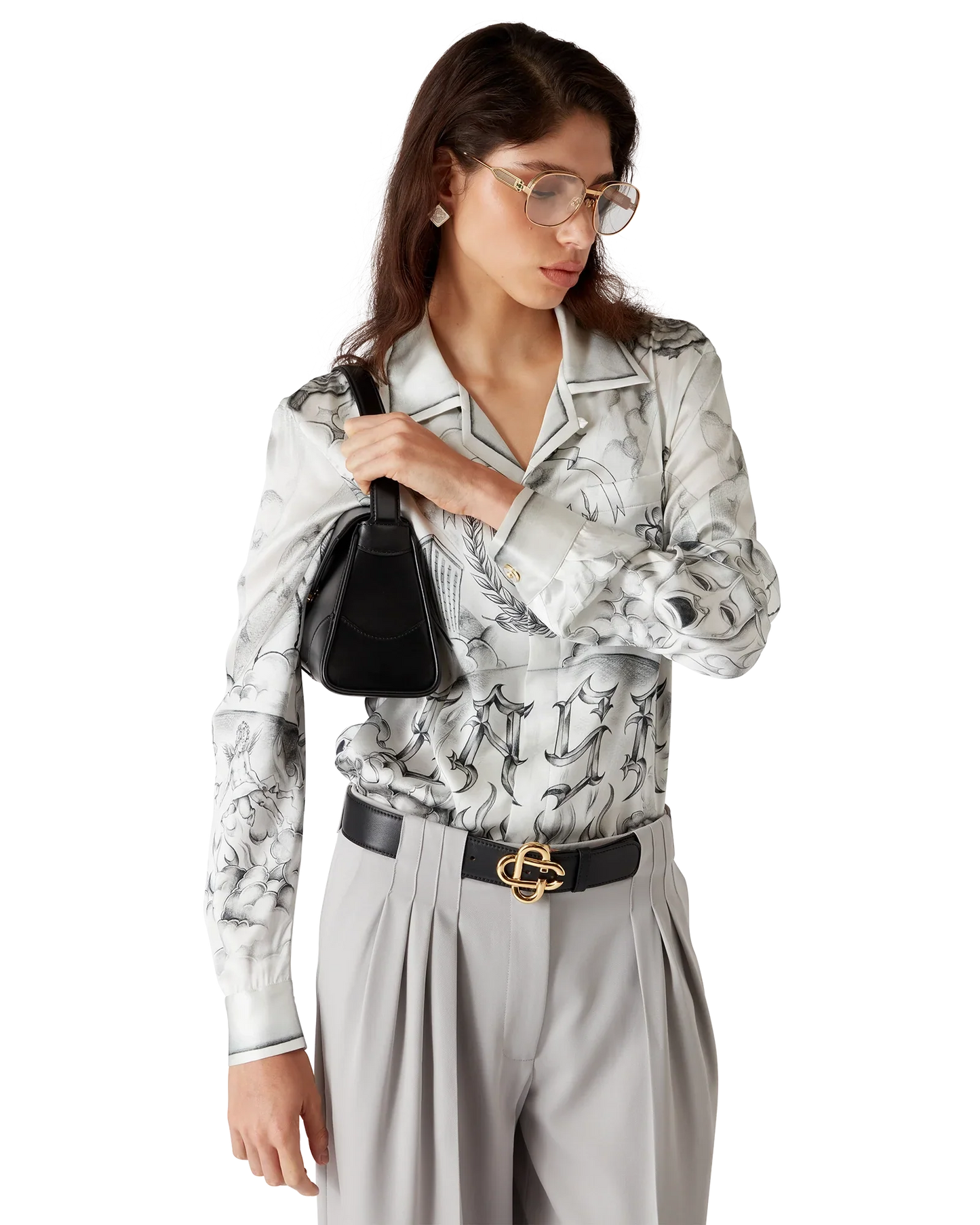 Chemise en soie à manches longues tatouage