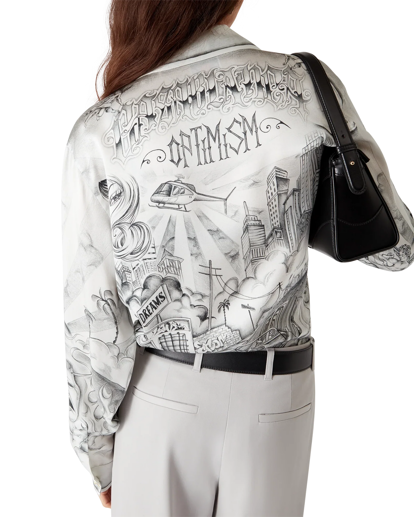 Chemise en soie à manches longues tatouage