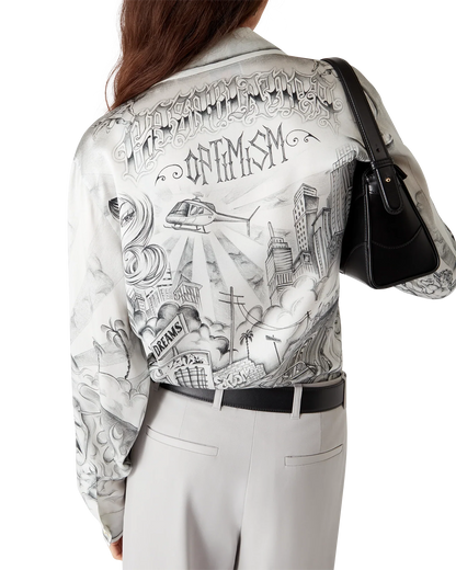 Chemise en soie à manches longues tatouage